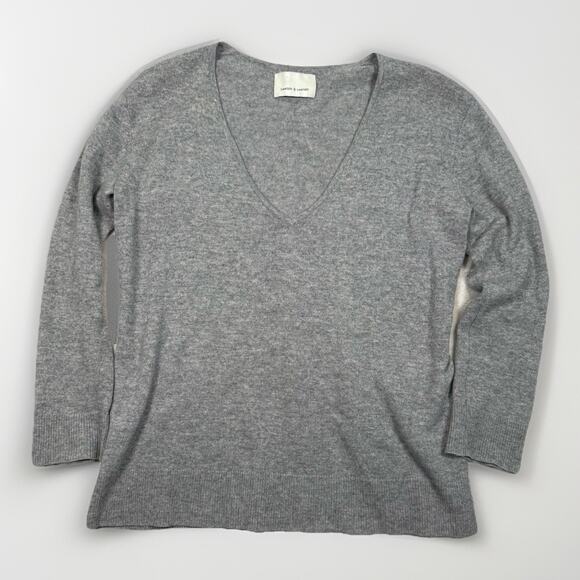 SAMSOE & SAMSOE Boston V Neck 100% Cashmere Gray Pullover Sweater Womens Size XS - Picture 1 of 7